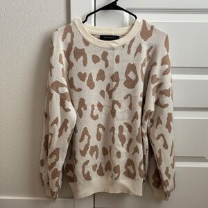 Leopard Print Crew Neck Sweater